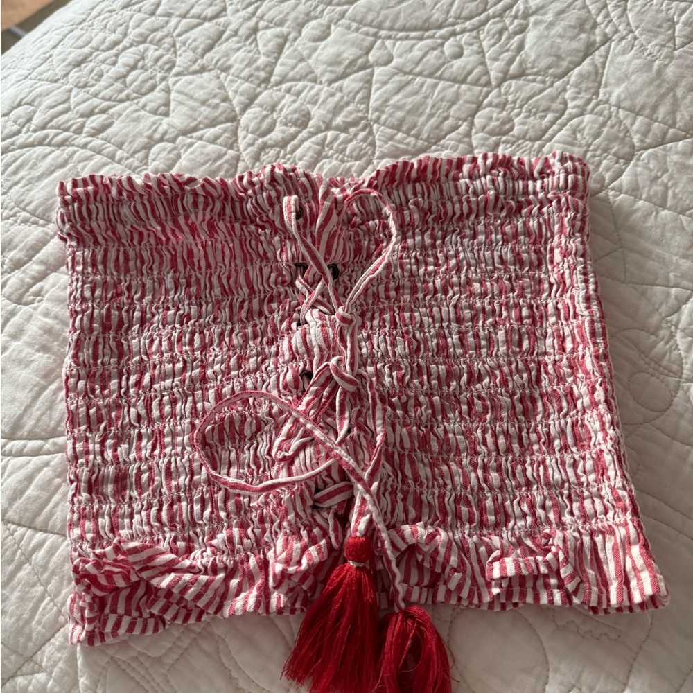 American Eagle Outfitters Red and White Striped Top